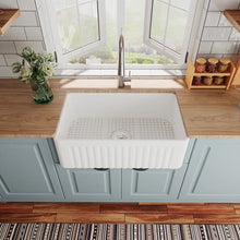 Load image into Gallery viewer, 30&quot; L x 18&quot; W Farmhouse Kitchen Sink with Sink Grid and Basket Strainer
