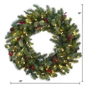 30" Lighted Wreath