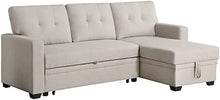 Load image into Gallery viewer, Contemporary Reversible Sectional Sleeper Sectional Sofa with Storage Chaise in Beige Fabric
