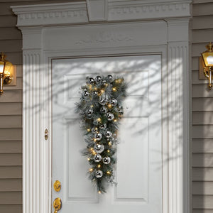 32" Frosted Pine Teardrop With Battery LED Lights (110MM)