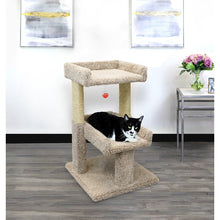 Load image into Gallery viewer, 32&quot; Carpeted Solid Wood Cat Tree 7584RR
