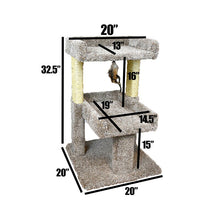 Load image into Gallery viewer, 32&quot; Carpeted Solid Wood Cat Tree 7584RR
