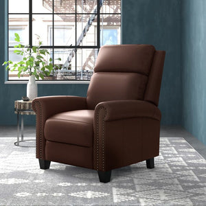 33.5" Wide Top Grain Genuine Leather Pushback Recliner