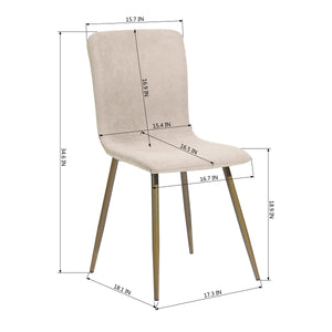 FurnitureR Modern Fabric Dining Chairs, Gold and Beige (Set of 4) 2955AH
