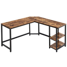 Load image into Gallery viewer, VEIKOUS 54inch L-Shaped Desk Computer Desk Industrial Writing Table with Shelves, Brown
