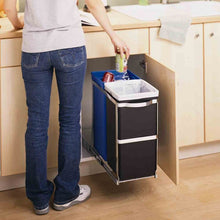 Load image into Gallery viewer, 35 Liter / 9.3 Gallon Under Counter Kitchen Cabinet Pull-Out Recycling Bin and Trash Can
