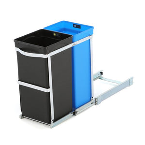 35 Liter / 9.3 Gallon Under Counter Kitchen Cabinet Pull-Out Recycling Bin and Trash Can