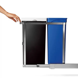 35 Liter / 9.3 Gallon Under Counter Kitchen Cabinet Pull-Out Recycling Bin and Trash Can