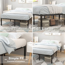 Load image into Gallery viewer, 16 Inch Queen Metal Platform Bed Frame Reinforce Heavy Duty No Box Spring Mattress Foundation High Bed Frame with Under-Bed Storage
