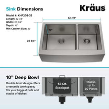 Load image into Gallery viewer, 36&quot; L x 21&quot; W Double Basin Farmhouse Kitchen Sink with Basket Strainer
