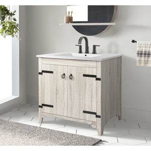 36" Single Bathroom Vanity Top in White with Sink