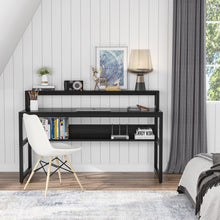 Load image into Gallery viewer, Computer Desk with Shelves, 55 Inches Office Writing Desk with Monitor Stand Shelf, Study Workstation with Open Bookshelf for Home Office (Black)
