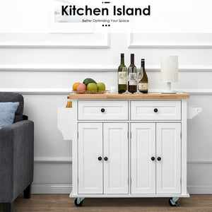 39.9'' Wide Rolling Kitchen Island with Solid Wood Top