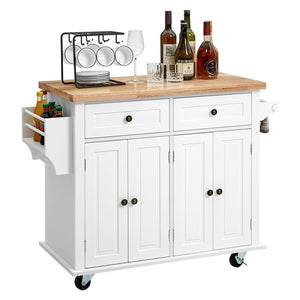 39.9'' Wide Rolling Kitchen Island with Solid Wood Top