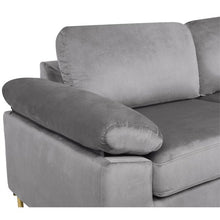 Load image into Gallery viewer, 33.1&quot;H x 101.2&quot;W x 51.6&quot;D Modern Velvet Sofa in Gray/Gold leg
