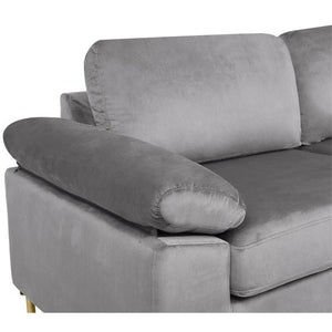 33.1"H x 101.2"W x 51.6"D Modern Velvet Sofa in Gray/Gold leg