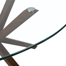 Load image into Gallery viewer, 39&quot; Glass Round Dining Table, Walnut Legs
