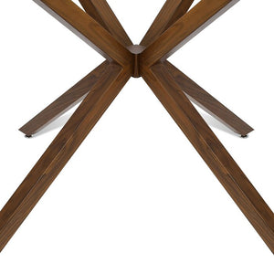 39" Glass Round Dining Table, Walnut Legs