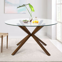 Load image into Gallery viewer, 39&quot; Glass Round Dining Table, Walnut Legs
