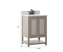 Load image into Gallery viewer, 24 in. Bath Vanity in Barstow Acacia with Coastal Linen Doors and Vanity Top in White Stone with Basin
