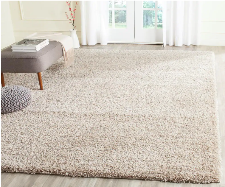California Shag Beige 8 ft. x 10 ft. Solid Area Rug