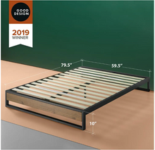 Load image into Gallery viewer, GOOD DESIGN Winner Suzanne Brown Queen 10 in. Metal and Wood Platforma Bed Frame
