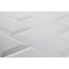 Load image into Gallery viewer, White 3&quot; x 6&quot; Beveled Ceramic Subway Tiles 3612RR
