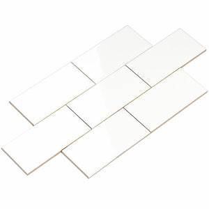 3" x 6" Ceramic Subway Wall & Floor Tile, White #2404HW
