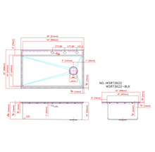 Load image into Gallery viewer, 36&quot; x 22&quot; 16 Gauge Stainless Steel Workstation Topmount/Drop-in Sink
