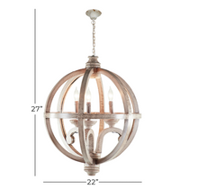 Load image into Gallery viewer, 3-Light Gold Wood Chandelier
