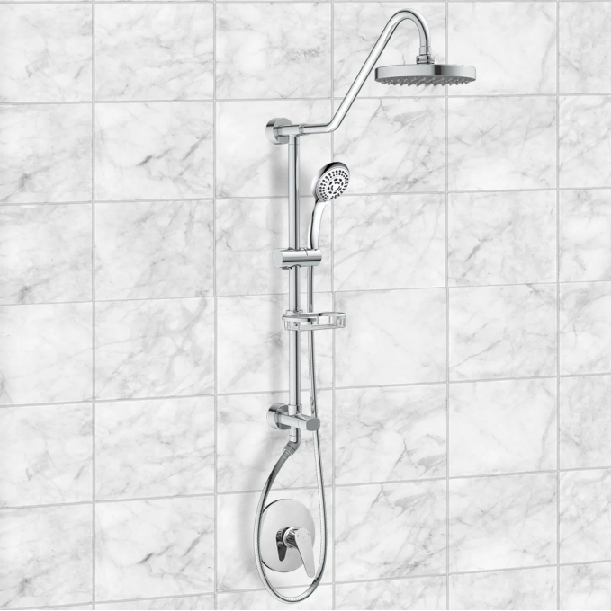 Pulse Kauai III 1.8 GPM Rain Shower Head with Hand Shower, Slide Bar, and Soap Dish - Less Rough In Valve 2652AH