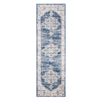 Load image into Gallery viewer, Brentwood Ivory/Navy 2 ft. x 8 ft. Floral Medallion Border Runner Rug
