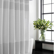 Load image into Gallery viewer, Seersucker Stripe Blue Cotton 72 in. x 70 in. Shower Curtain
