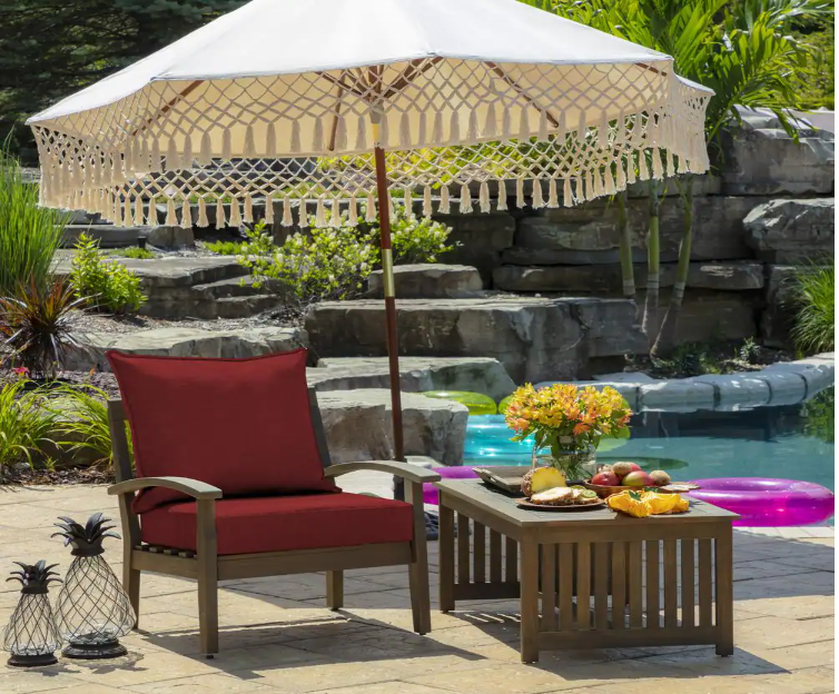 22 in. x 24 in. 2-Piece Deep Seating Outdoor Lounge Chair Cushion in Ruby Red Leala