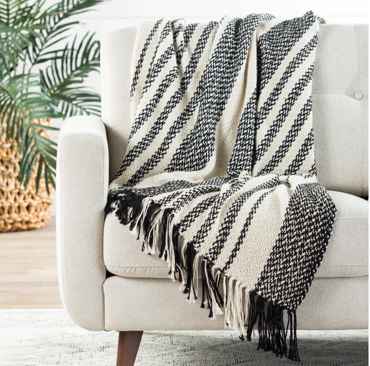 Siana Striped Black / White Throw
