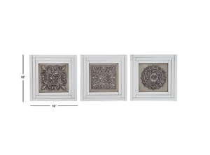 16 in. x 16 in. Antique Silver Botanical Wall Tiles (Set of 3)