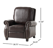Load image into Gallery viewer, Neville 37 in. Width Big and Tall Brown Faux Leather Nailhead Trim Club Recliner
