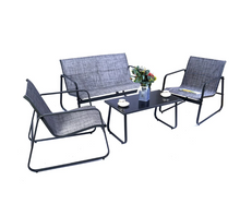 Load image into Gallery viewer, Gray 4-Piece Metal Patio Conversation Set with Gray Breathable Textilence Seating MRM4177
