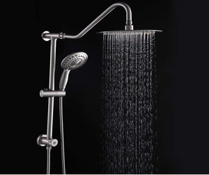 5-Spray Patterns with 2.5 GPM 10 in. Wall Mounted Hand Shower Dual Shower Heads in Brushed Nickel