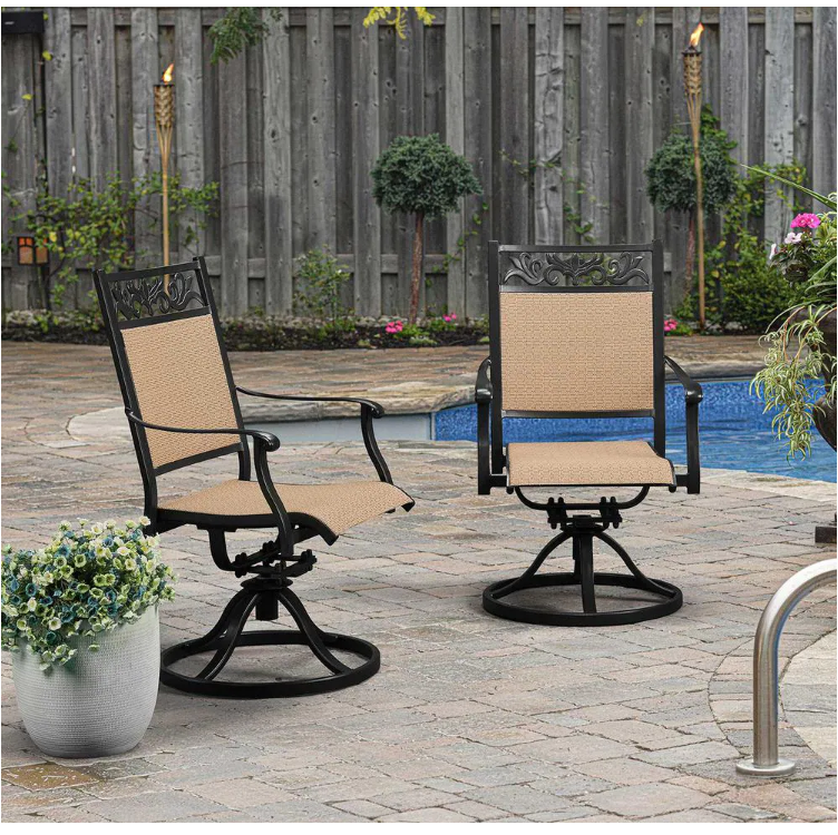 Classic Dark Brown Swivel Cast Aluminum Outdoor Dining Chair (2-Pack) 6630RR