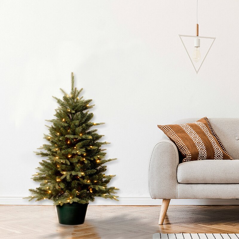 3' Green Pine Artificial Christmas Tree with 100 Clear Lights
