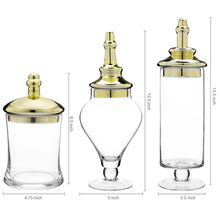 Load image into Gallery viewer, 3 Piece Apothecary Jar Set (Set of 3)
