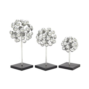 3 Piece Ball Sculpture Set Silver #1761HW