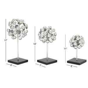 3 Piece Ball Sculpture Set Silver #1761HW