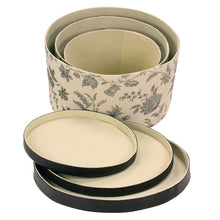 Load image into Gallery viewer, 3 Piece Beige Hat Box Set with Faux Leather Lids
