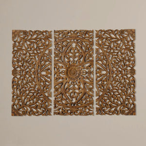 3 Piece Brown Wood Wall Decor Set (97MM)