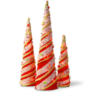 3 Piece Cone Christmas Decoration Lighted Display Set  3314RR