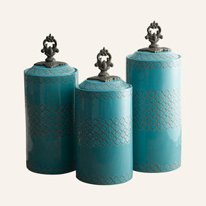 3 Piece Cylinder Kitchen Canister Set