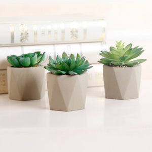 3 Piece Faux Cement Geo Agave Plant in Planter Set 3340AH/GL