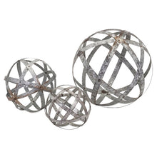 Load image into Gallery viewer, 3 Piece Galvanized Sphere Silver Sculpture Set(2181RR)
